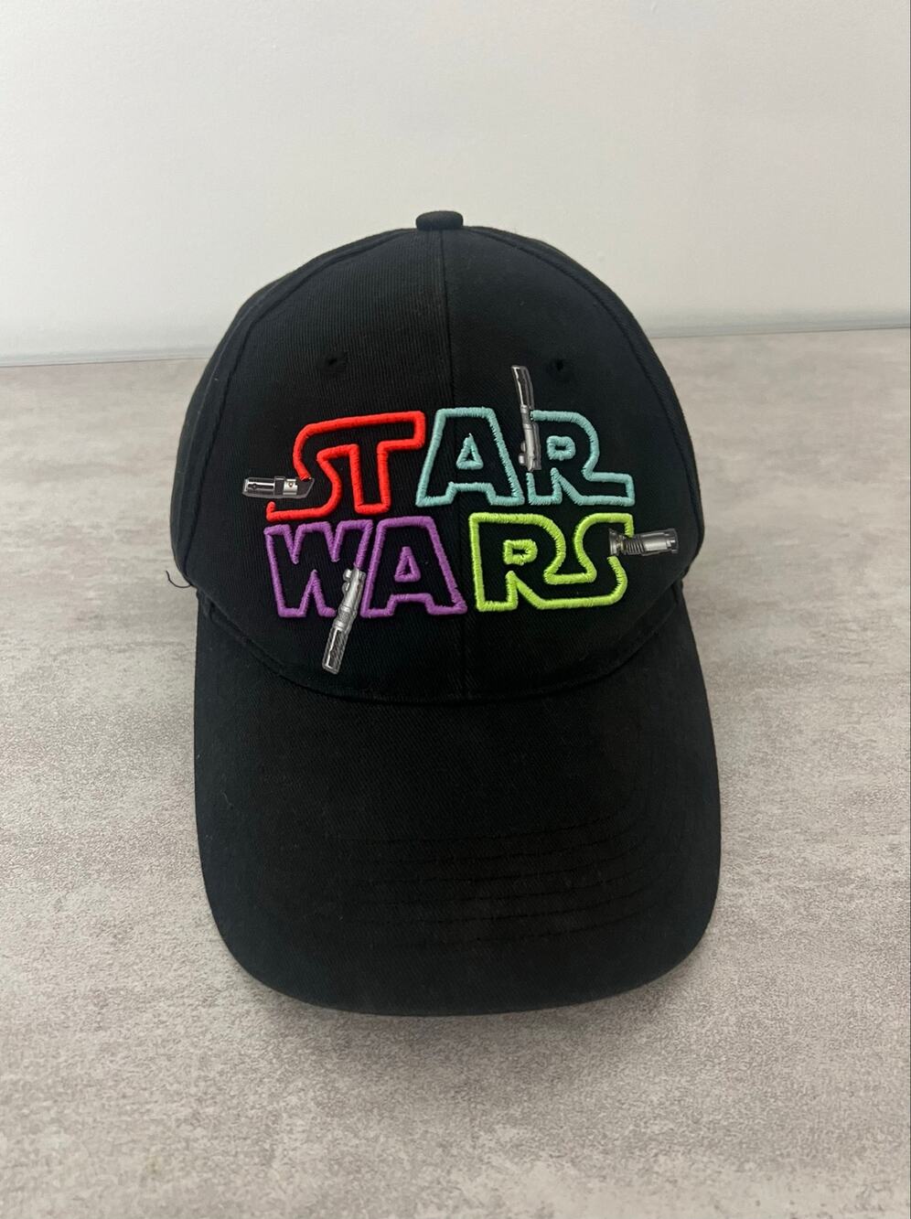 Disney Parks Star Wars Light Sabers Black Baseball Cap Hat Multicolor Logo Adult